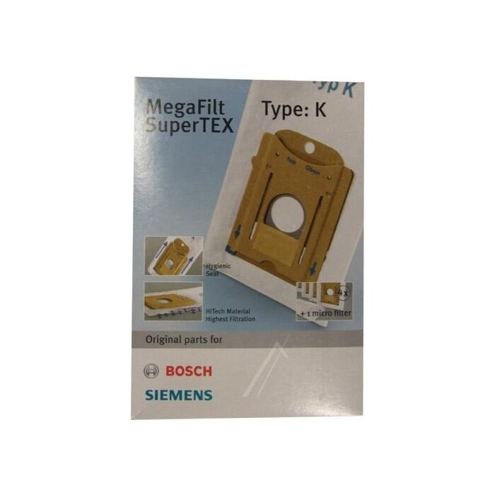 Bosch Siemens Filter Mechanisch - Bbz41fk Type K Staubbeutel, 4 Stück + 1 Micro-hygienefilter Geschirrspüler 468265 main product photo